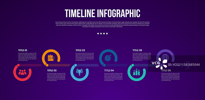 带有轮廓圆形的时间线模板信息图图片素材