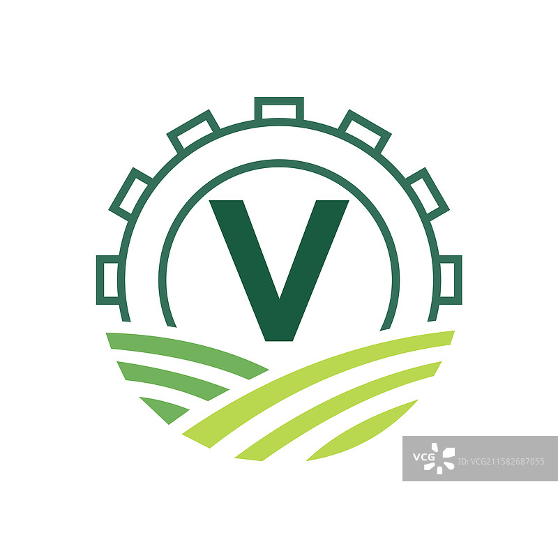 农业标志与字母V结合的农业logo图片素材