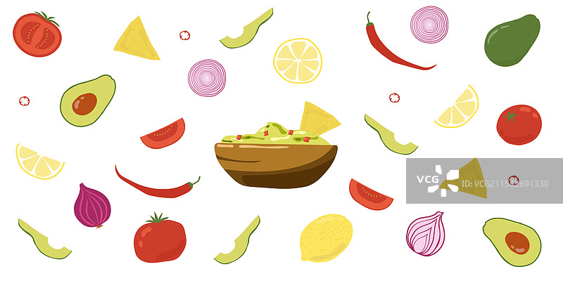 碗中的鳄梨酱和配料图片素材
