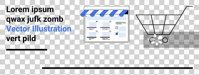 在线商店界面，带有购物车和图片素材