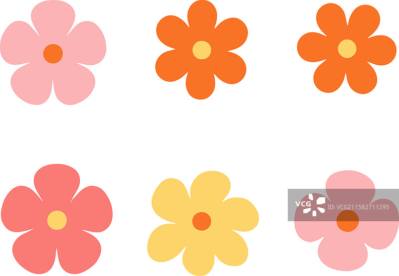 嬉皮风格的复古雏菊花卉组合图片素材