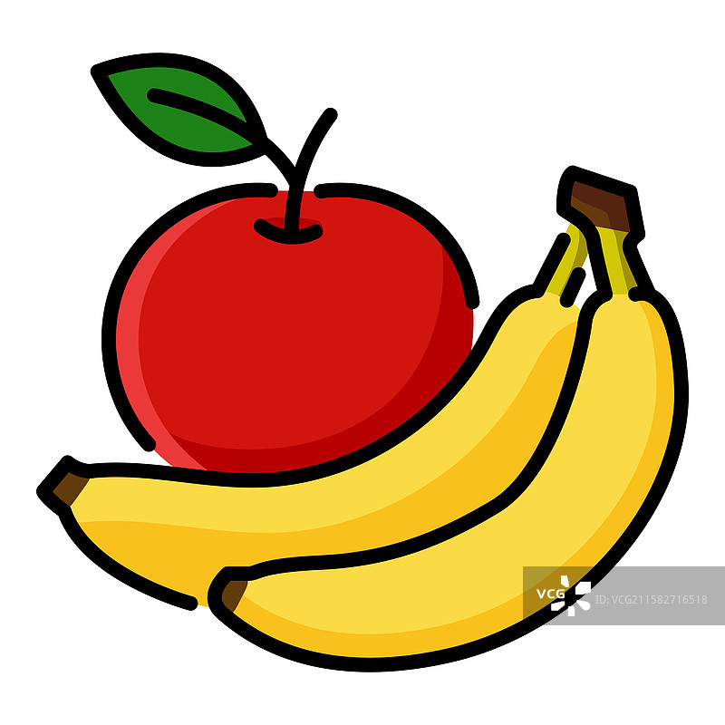 苹果和香蕉的颜色图标图片素材