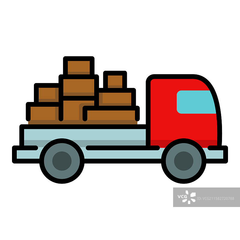 快速行驶的卡车彩色图标图片素材