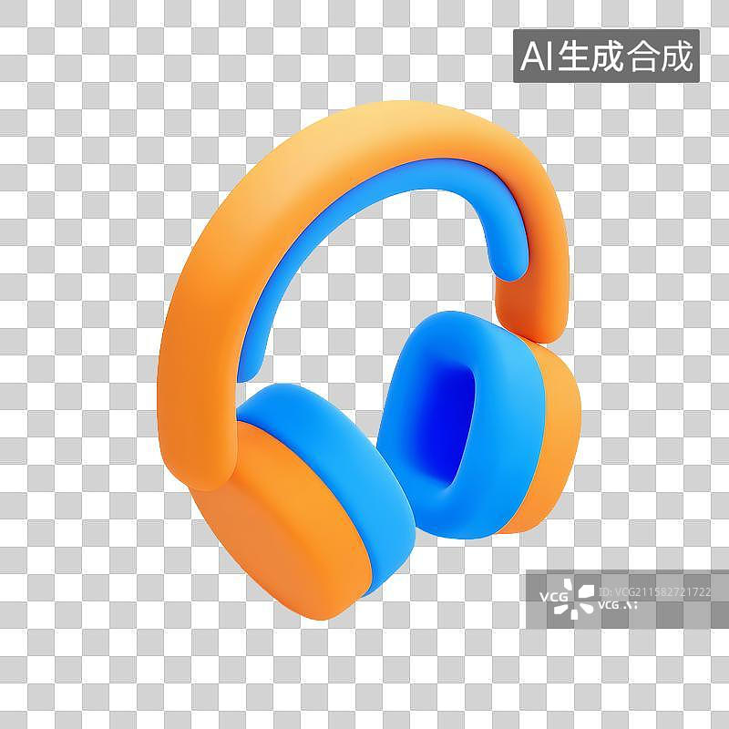 【AI数字艺术】橙蓝相间耳机图片素材