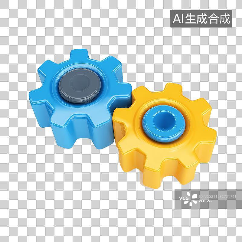 【AI数字艺术】蓝色与黄色齿轮的组合图片素材