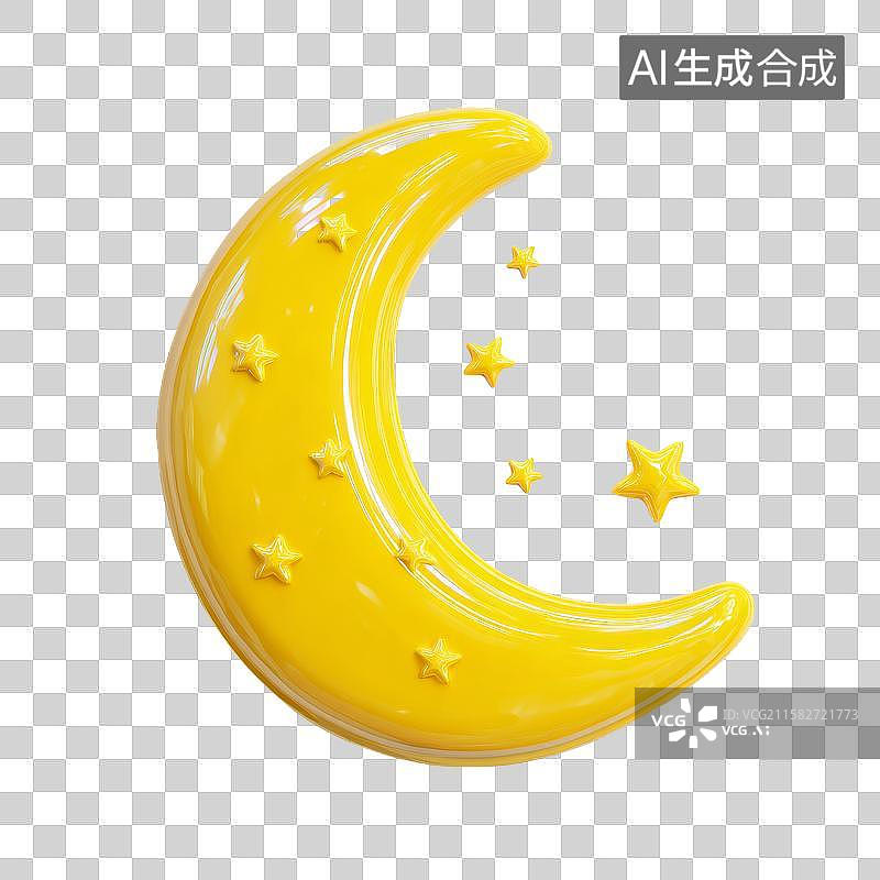 【AI数字艺术】黄色新月与星星的图案图片素材
