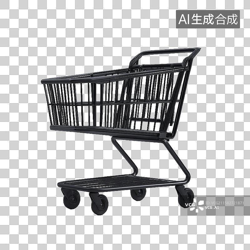 【AI数字艺术】黑色购物车侧面视角图片素材