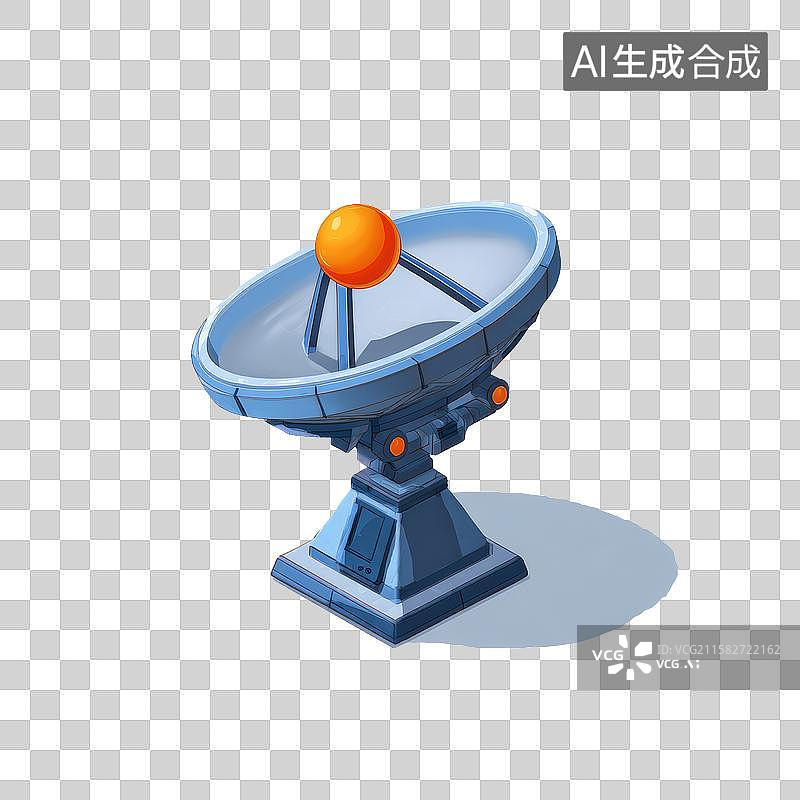 【AI数字艺术】蓝色卫星天线与橙色球体图片素材