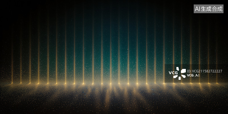 【AI数字艺术】金色光线垂直照射的暗色背景图片素材