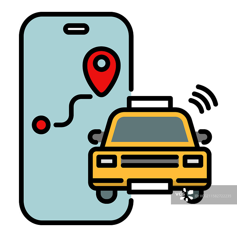 打车应用程序彩色图标图片素材
