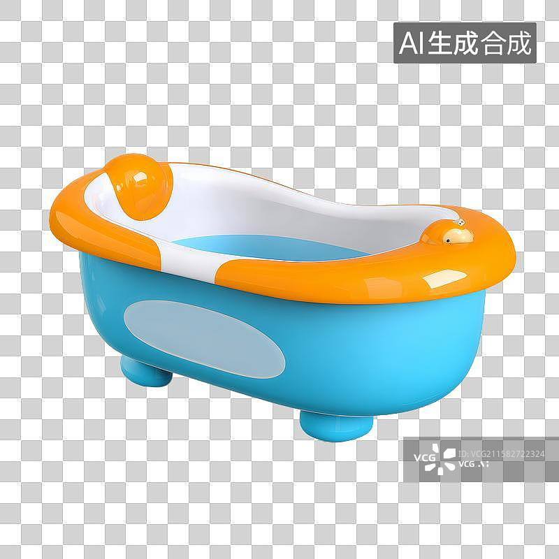【AI数字艺术】蓝色橙色婴儿浴盆图片素材