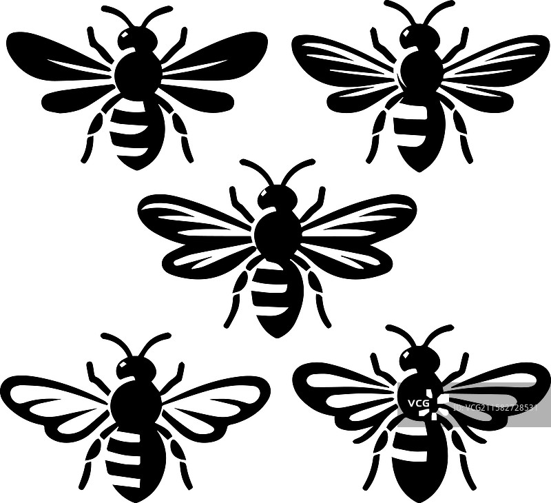风格化的蜜蜂剪影图片素材