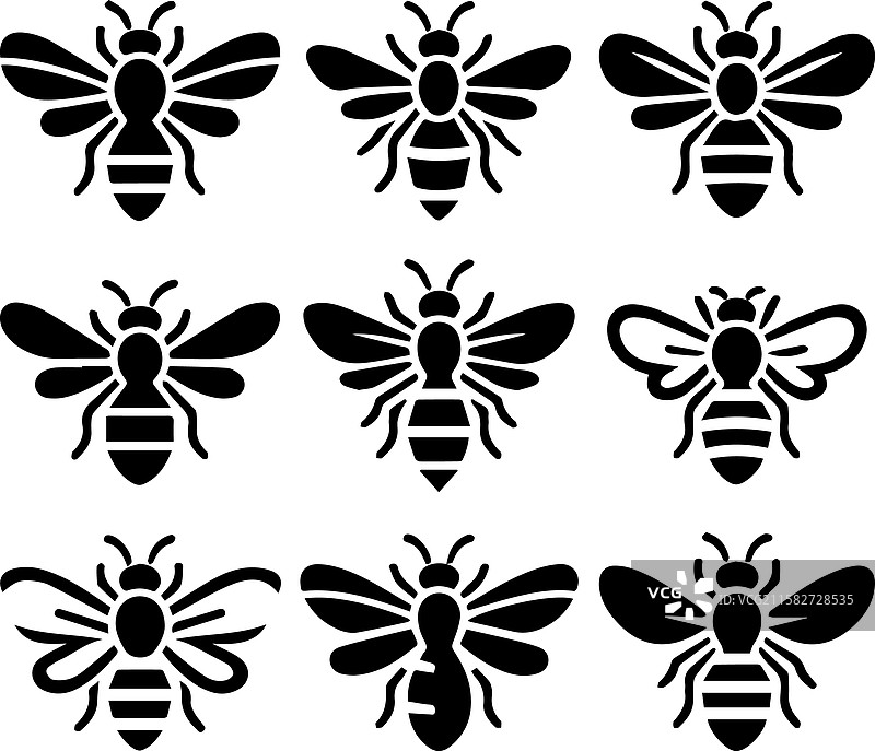 风格化的蜜蜂剪影图片素材