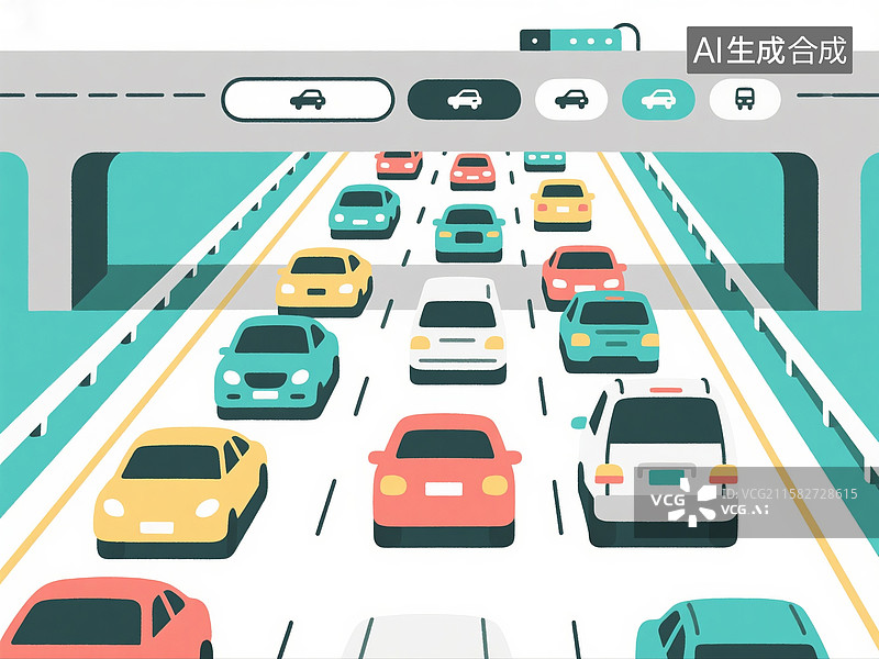 【AI数字艺术】节日返乡途中堵在高速路上的私家车图片素材