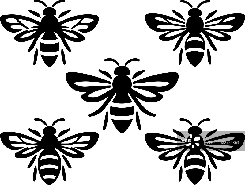 风格化的蜜蜂剪影图片素材