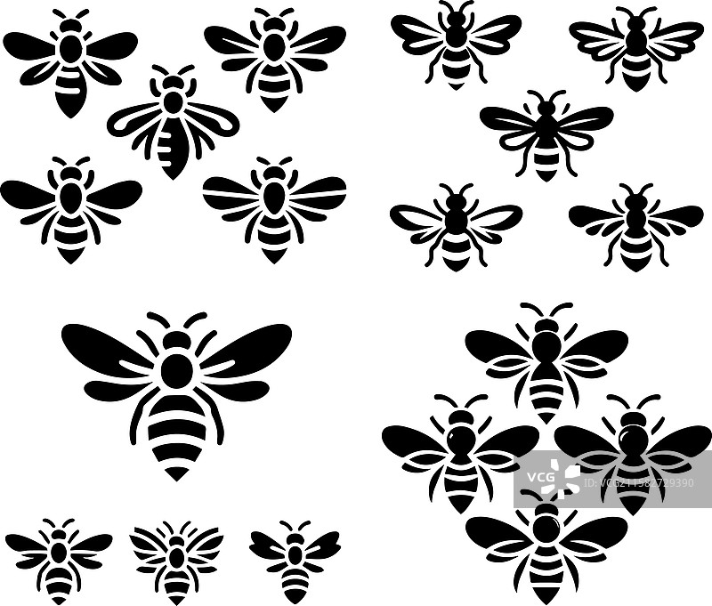 风格化的蜜蜂剪影图片素材