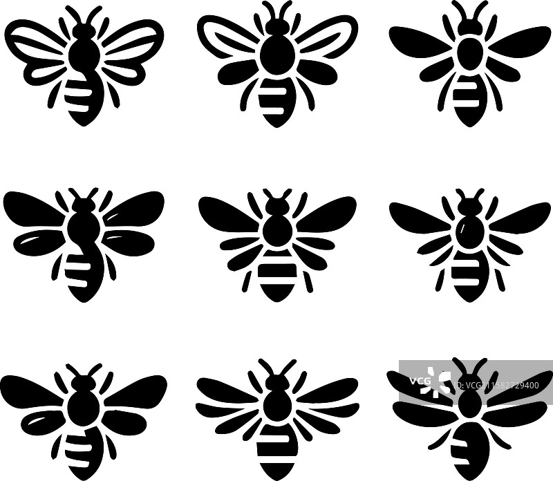 风格化的蜜蜂剪影图片素材