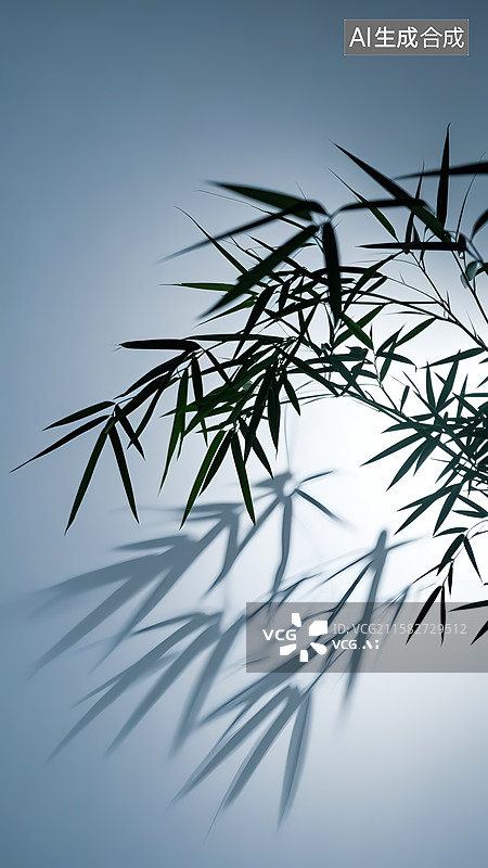 【AI数字艺术】竹叶光影插画图片素材