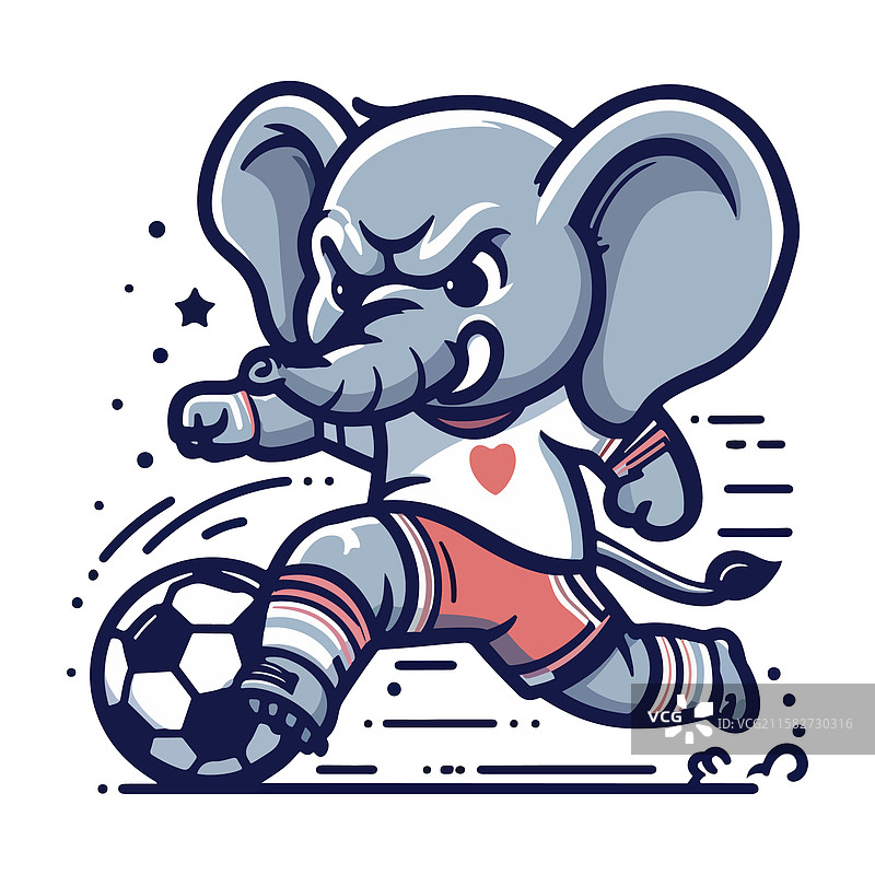 卡通大象足球运动员吉祥物图片素材