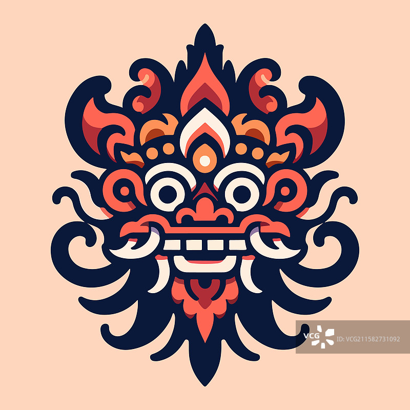 巴厘岛巴龙优雅花卉曼陀罗装饰标志图片素材