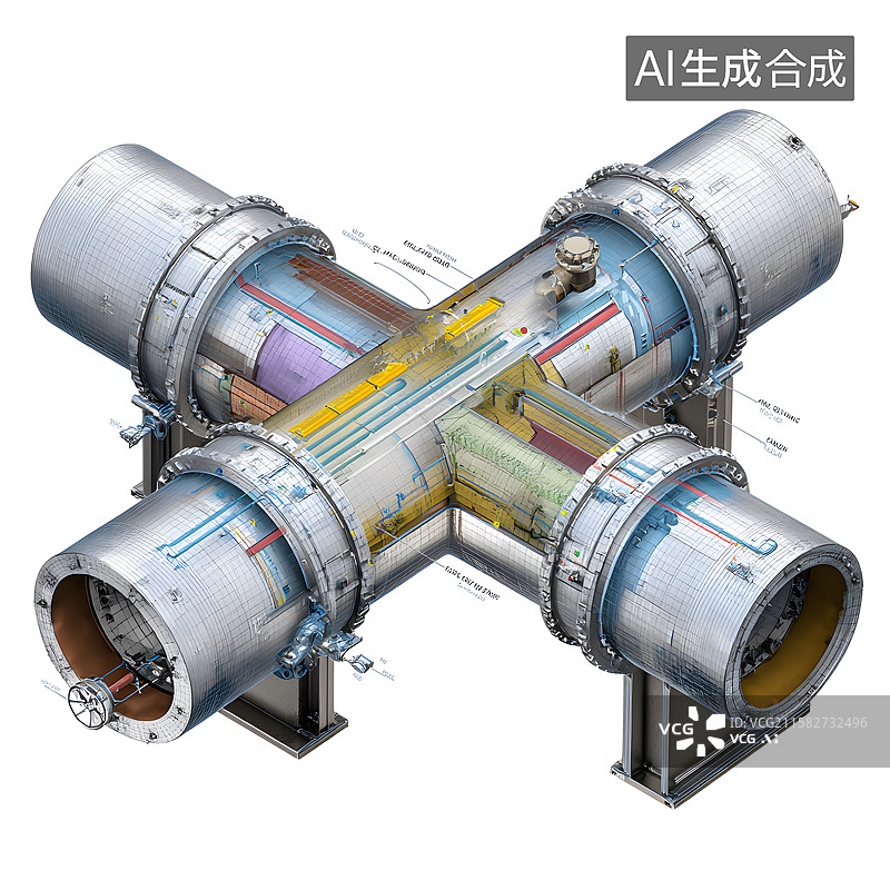 【AI数字艺术】管道部件分解结构图图片素材