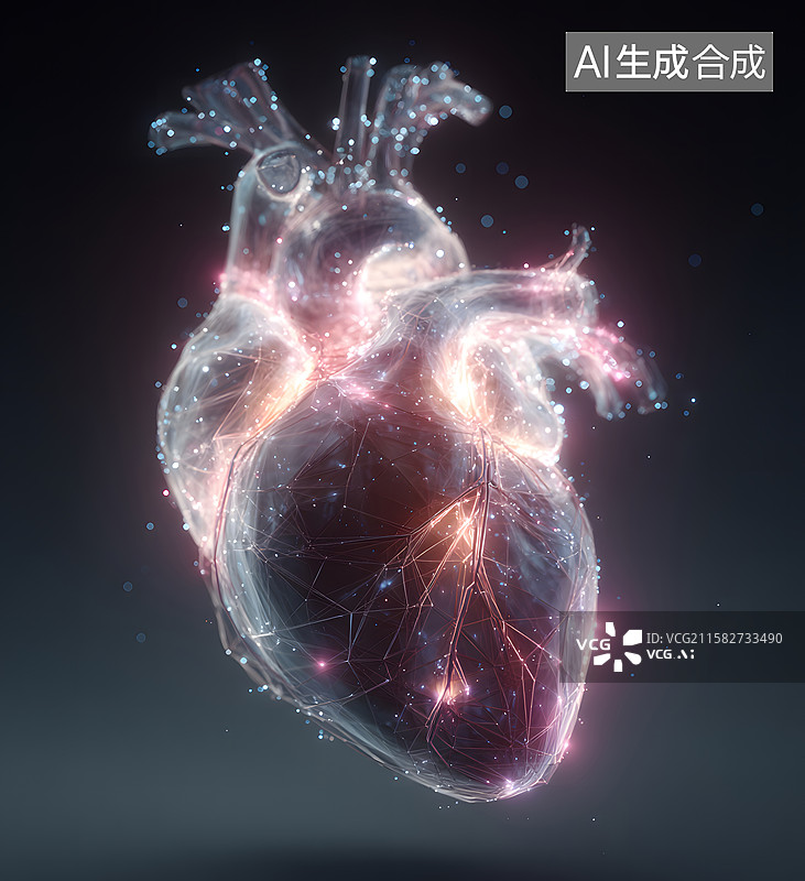 【AI数字艺术】发光心脏的艺术表现图片素材