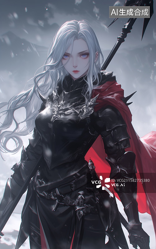 【AI数字艺术】一个身披盔甲的女将图片素材