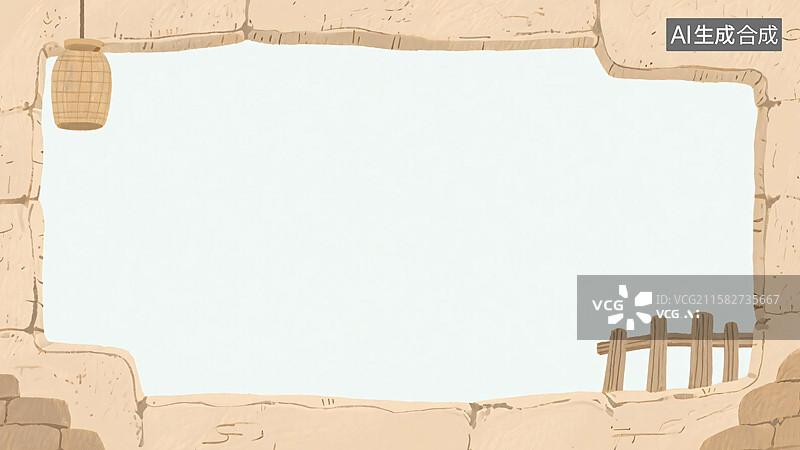 【AI数字艺术】2D卡通城墙插画背景-环绕图片素材