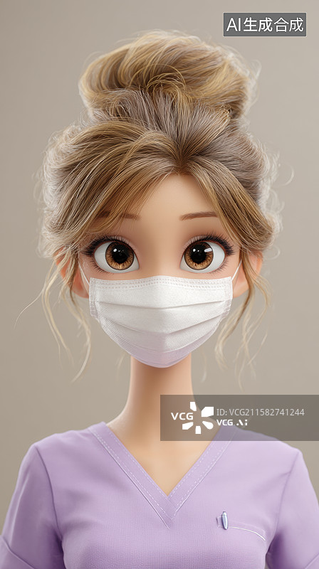 【AI数字艺术】戴口罩的卡通人物图片素材
