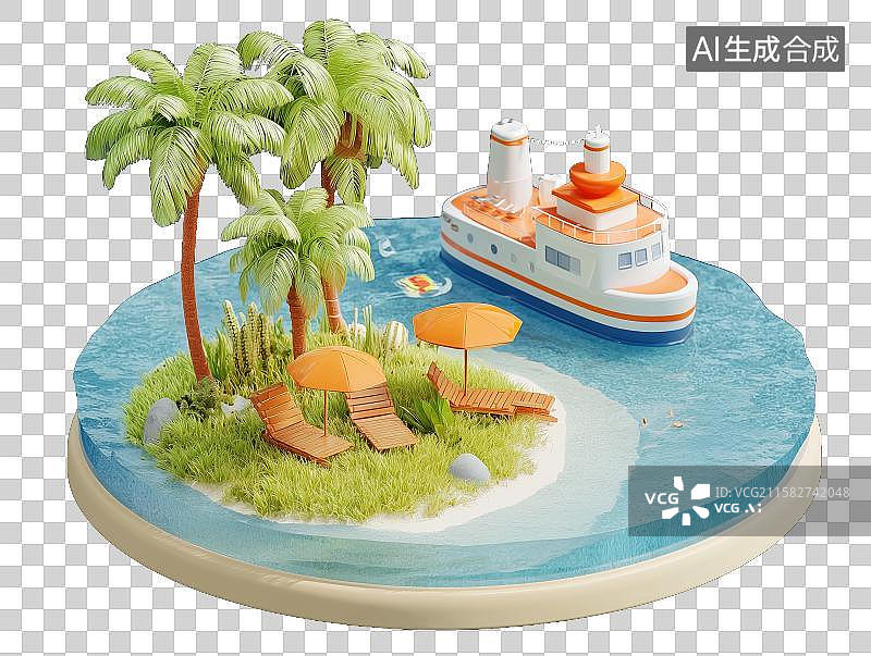 【AI数字艺术】免扣元素夏季旅游元素3d图标图片素材