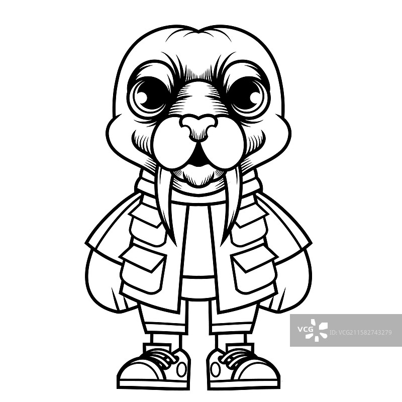 海象轮廓的卡通角色设计图片素材