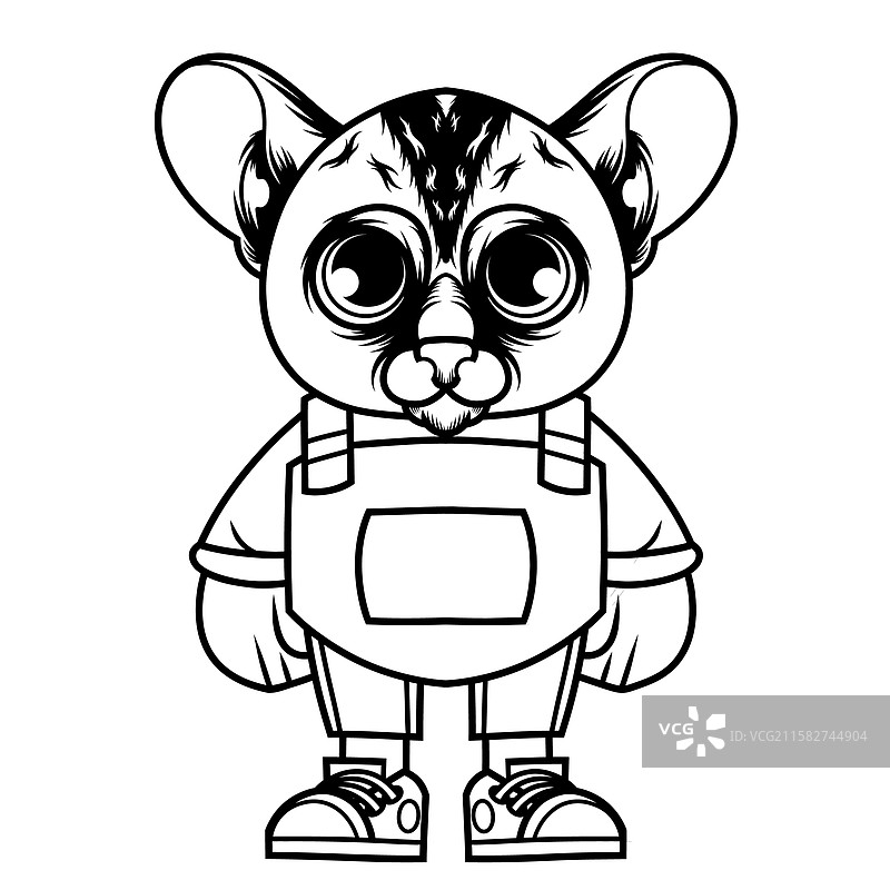 糖果滑翔鼠的卡通角色设计轮廓图片素材