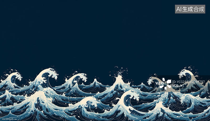 【AI数字艺术】深海波涛的动态描绘图片素材