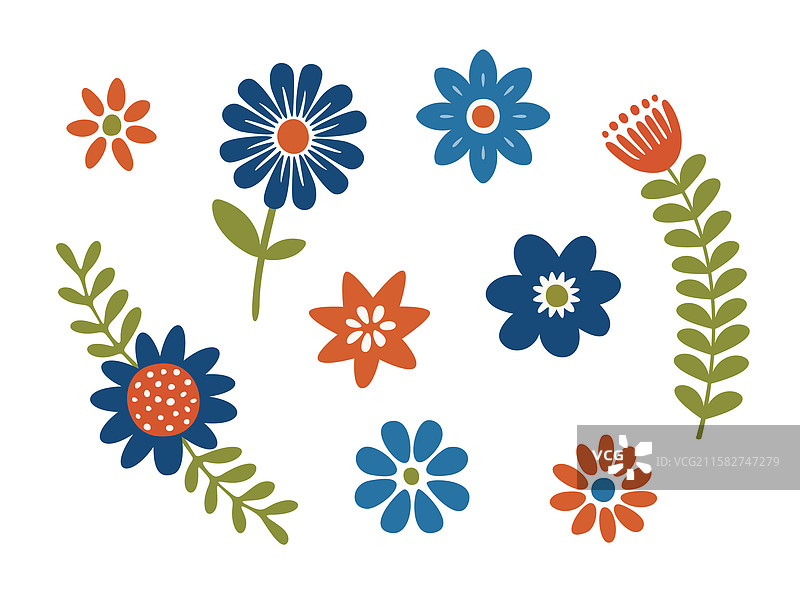 民间艺术花卉套装图片素材