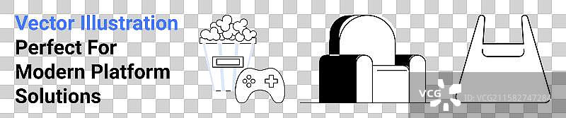 游戏机、爆米花和购物袋图片素材