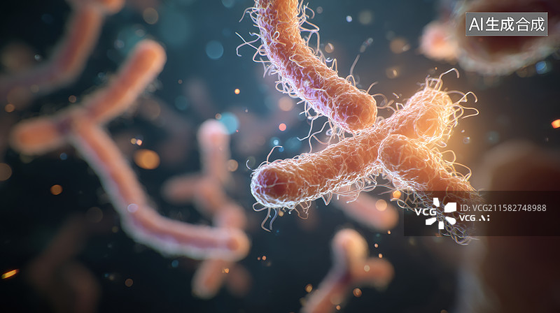 【AI数字艺术】显微镜下的微生物结构图片素材
