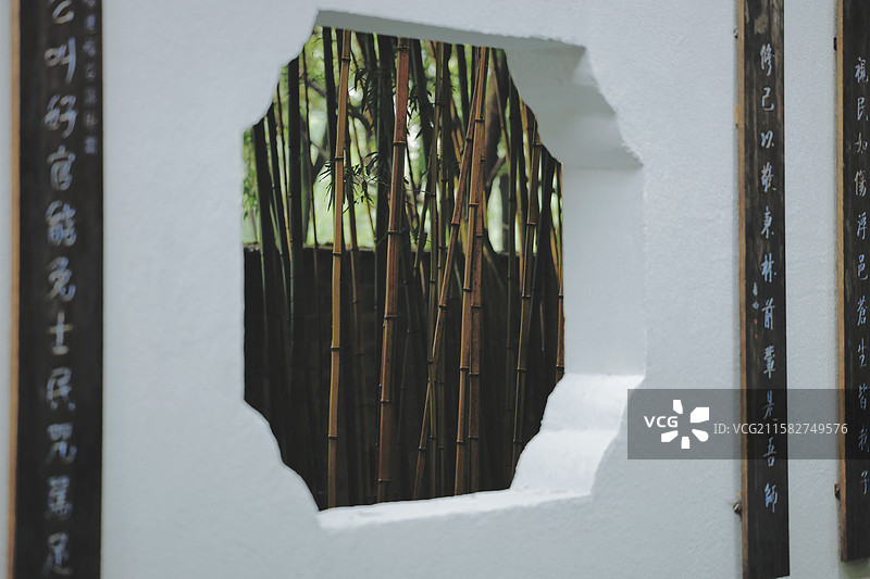 窗中竹林图片素材