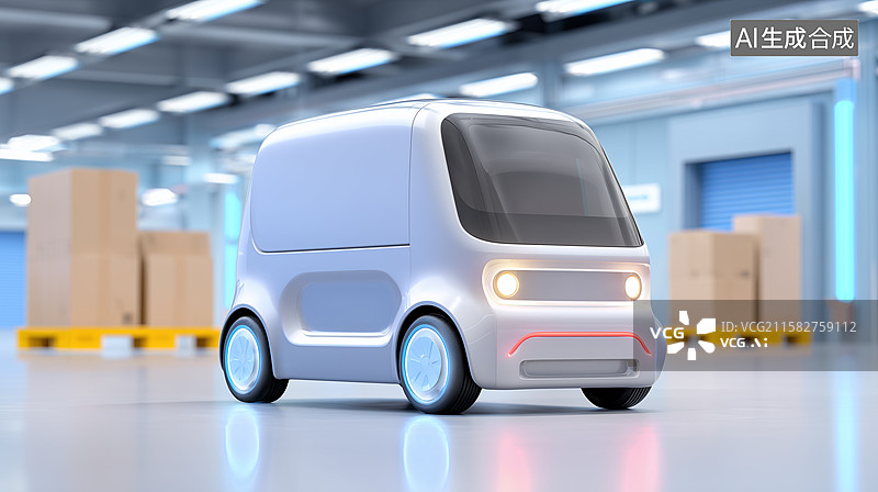 【AI数字艺术】智能物流：仓库中的无人运输车图片素材