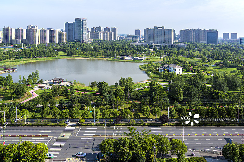 安徽省滁州市明光市嘉山公园风光的高视角视图图片素材