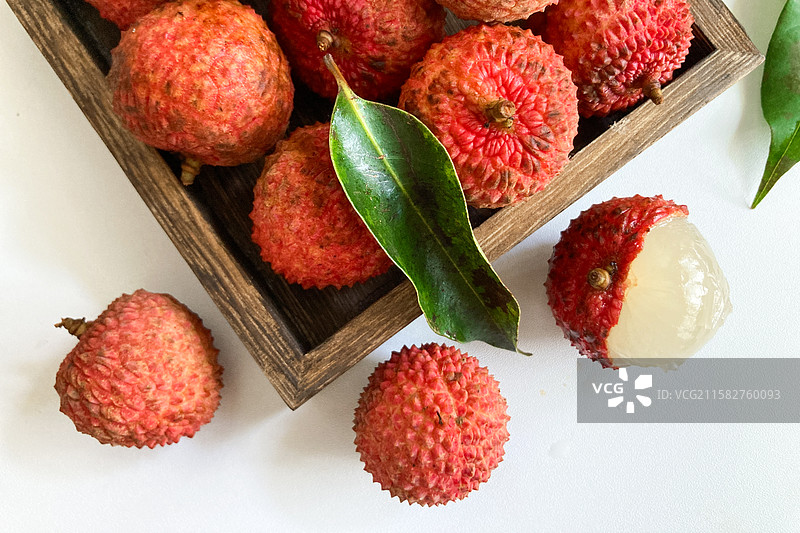 新鲜荔枝俯拍视角图片素材