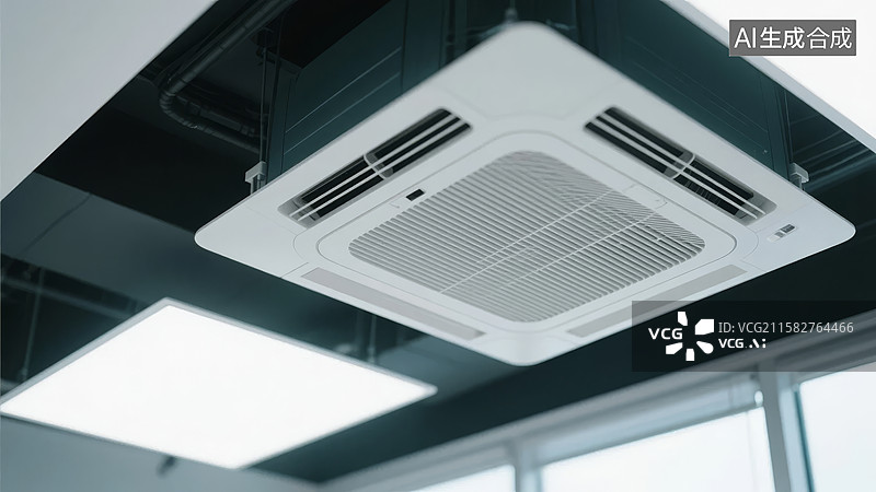 【AI数字艺术】办公室天花板上的嵌入式空调图片素材