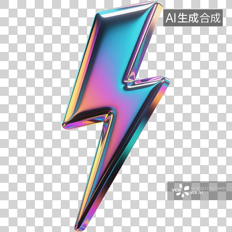 【AI数字艺术】3D闪电图标图片素材