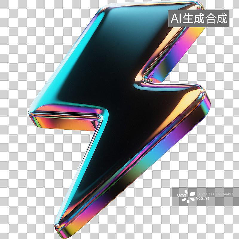 【AI数字艺术】3D闪电图标图片素材