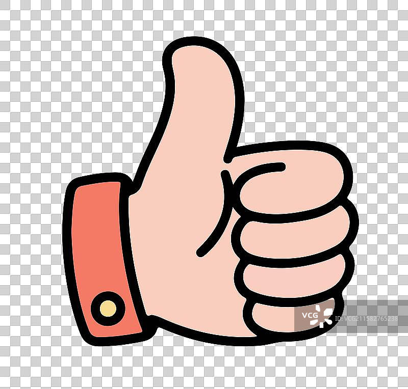 大拇指点赞手势卡通漫画矢量元素图片素材