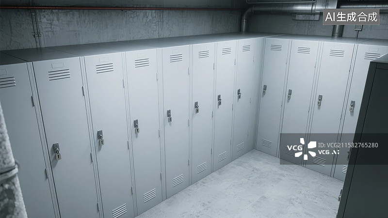 【AI数字艺术】工业风格的白色储物柜室图片素材