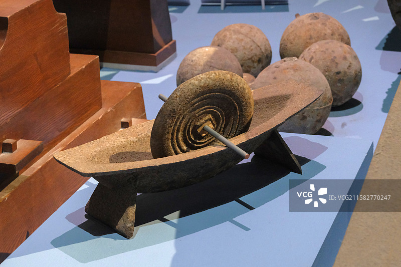 火药碾 清代 中国国家博物馆“科技的力量”展图片素材