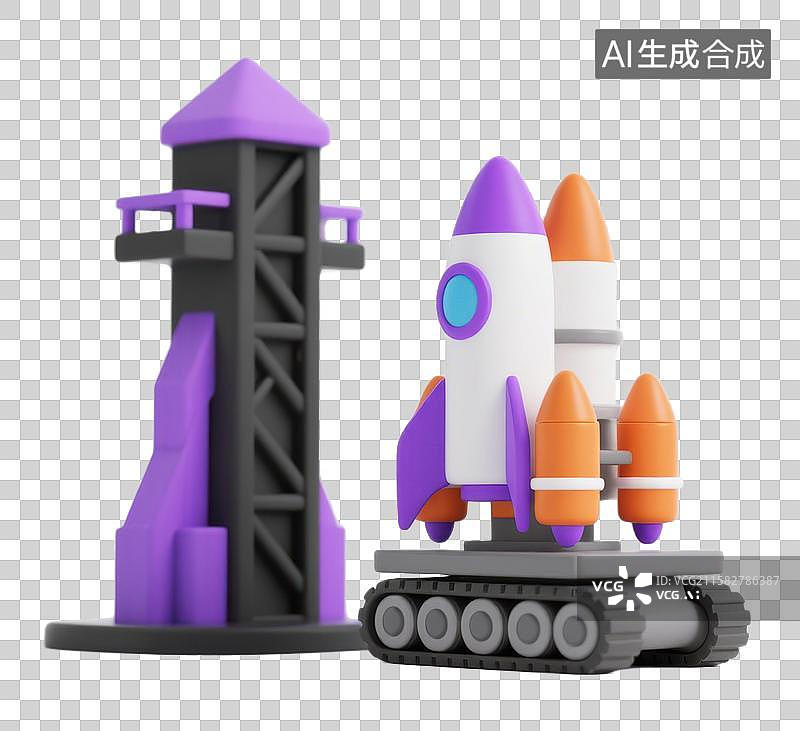 【AI数字艺术】3D三维航天飞机发射基地发射台宇宙飞船元素图片素材