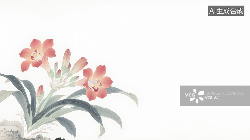 【AI数字艺术】水墨画君子兰背景图片素材