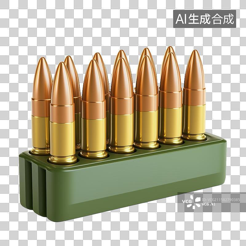 【AI数字艺术】3D三维子弹军事装备弹药图片素材
