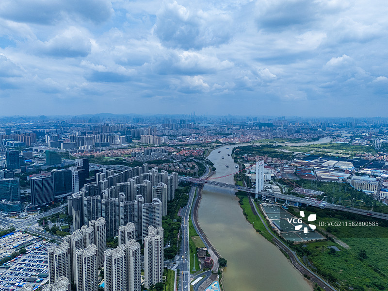 佛山市区蓝天航拍图片素材